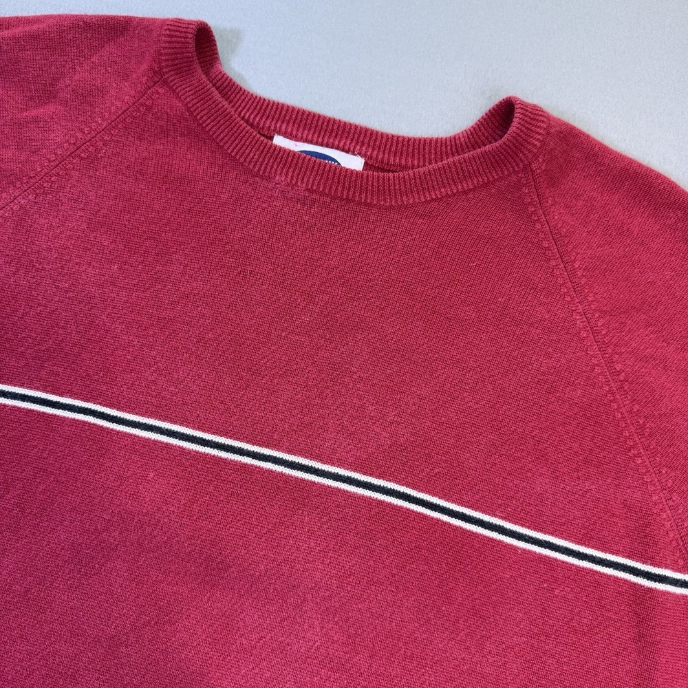 Old Navy Red Mens‎ Pullover Crew Neck Sweater With Navy White Stripe Size XL